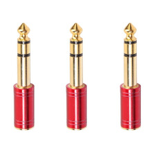 3 Pcs 6.5mm 6.35mm 1/4Inch Male to 3.5mm 1/8Inch Female Jack Stereo Headphone AUX Cable Audio Adapter Plug(Red)