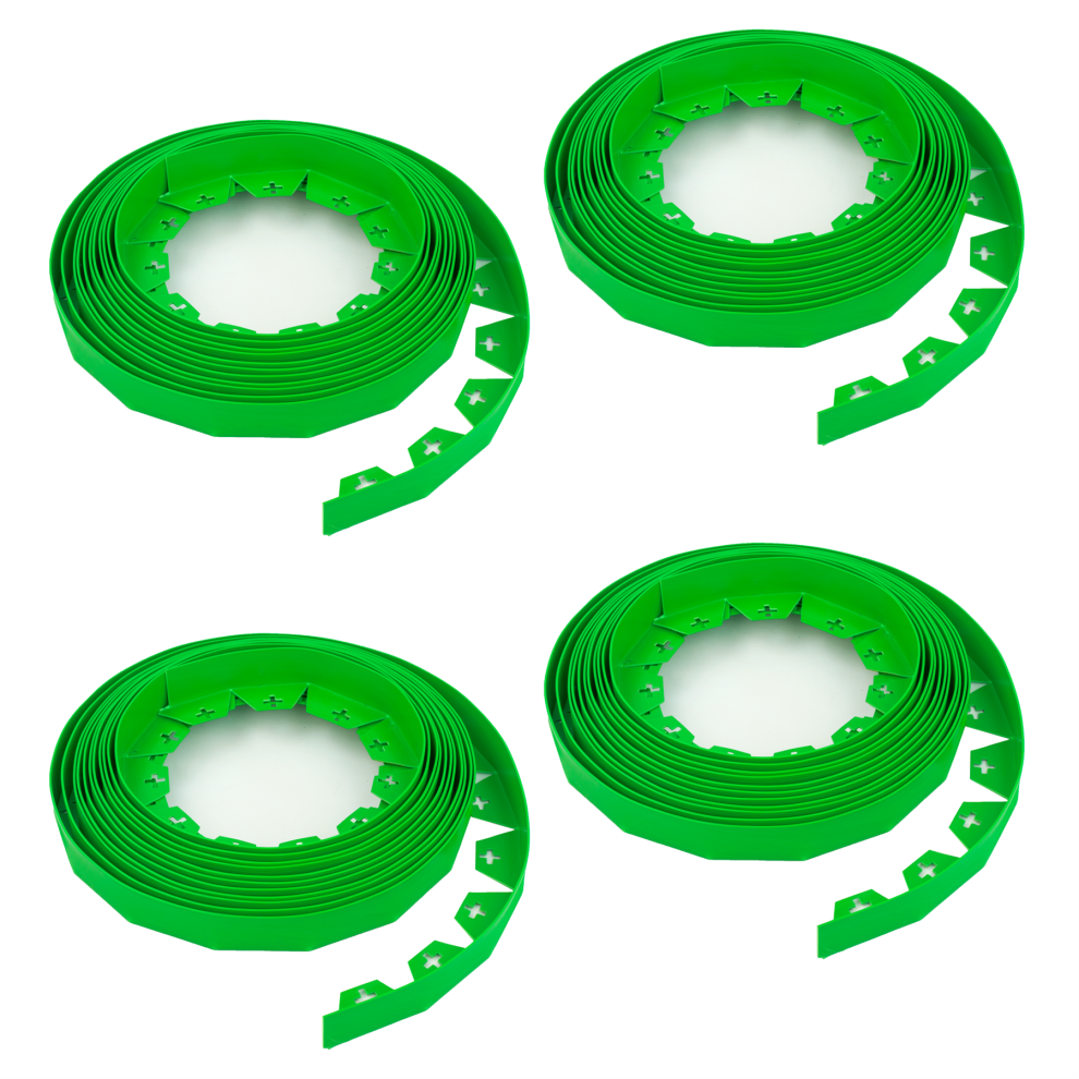 (4 Pack - 40M) Kct 10-50 Metre Green Flexible Plastic Lawn Edging Grass Border With Pegs Garden Edger Heavy Duty Flower Bed 5060855637566