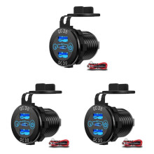 3X Schnellladesteckdose 60 W USB-C Mehrfach-Autoladesteckdose PD 3.0 & Zwei QC3.0-Anschlüsse mit Berührungsschalter Schneller Autoadapter