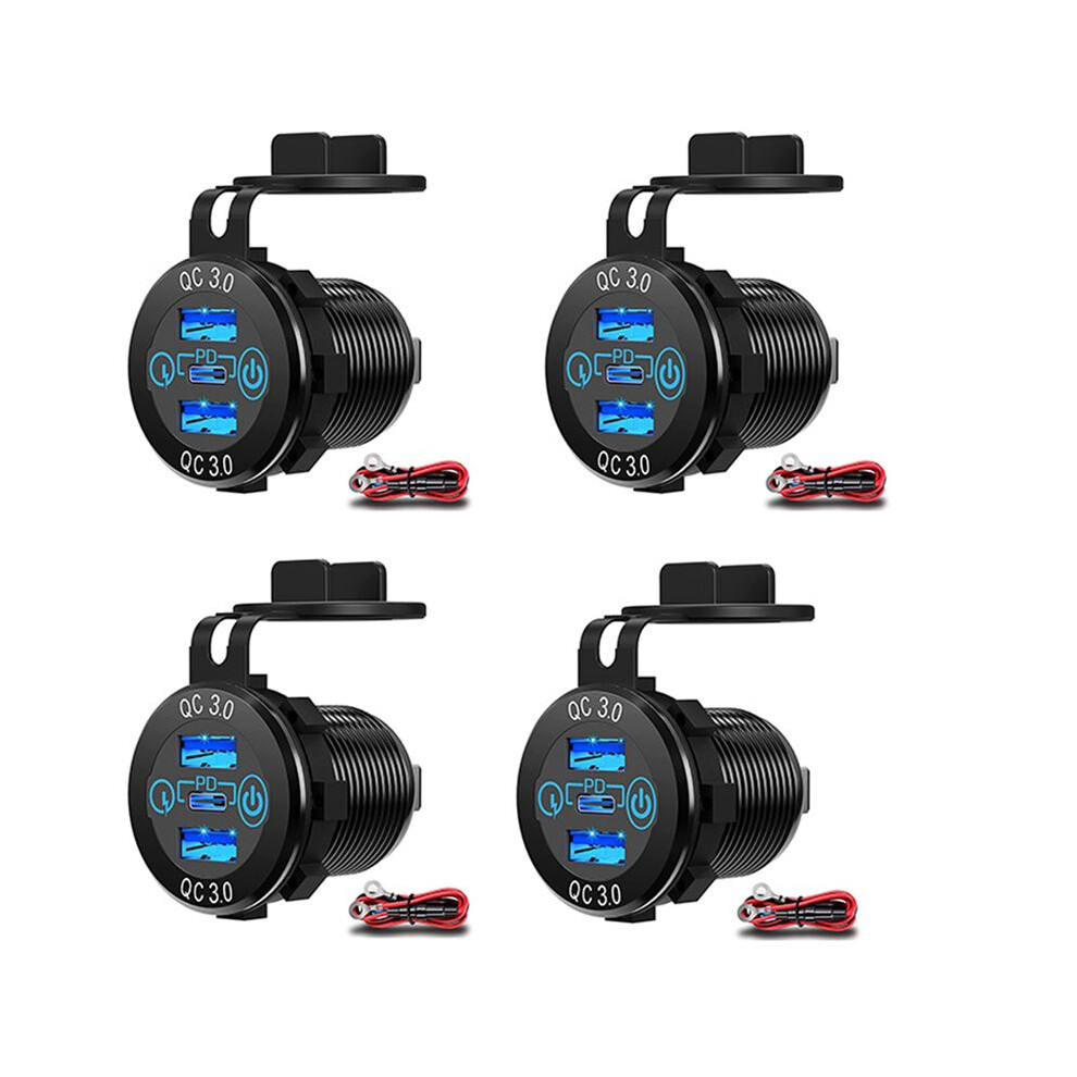 4X Quick Charge Socket 60W Usb-C Multiple Car Charger Socket Pd 3.0 & Two Qc3.0 With Touch Fast Car Adapter 4762529534423