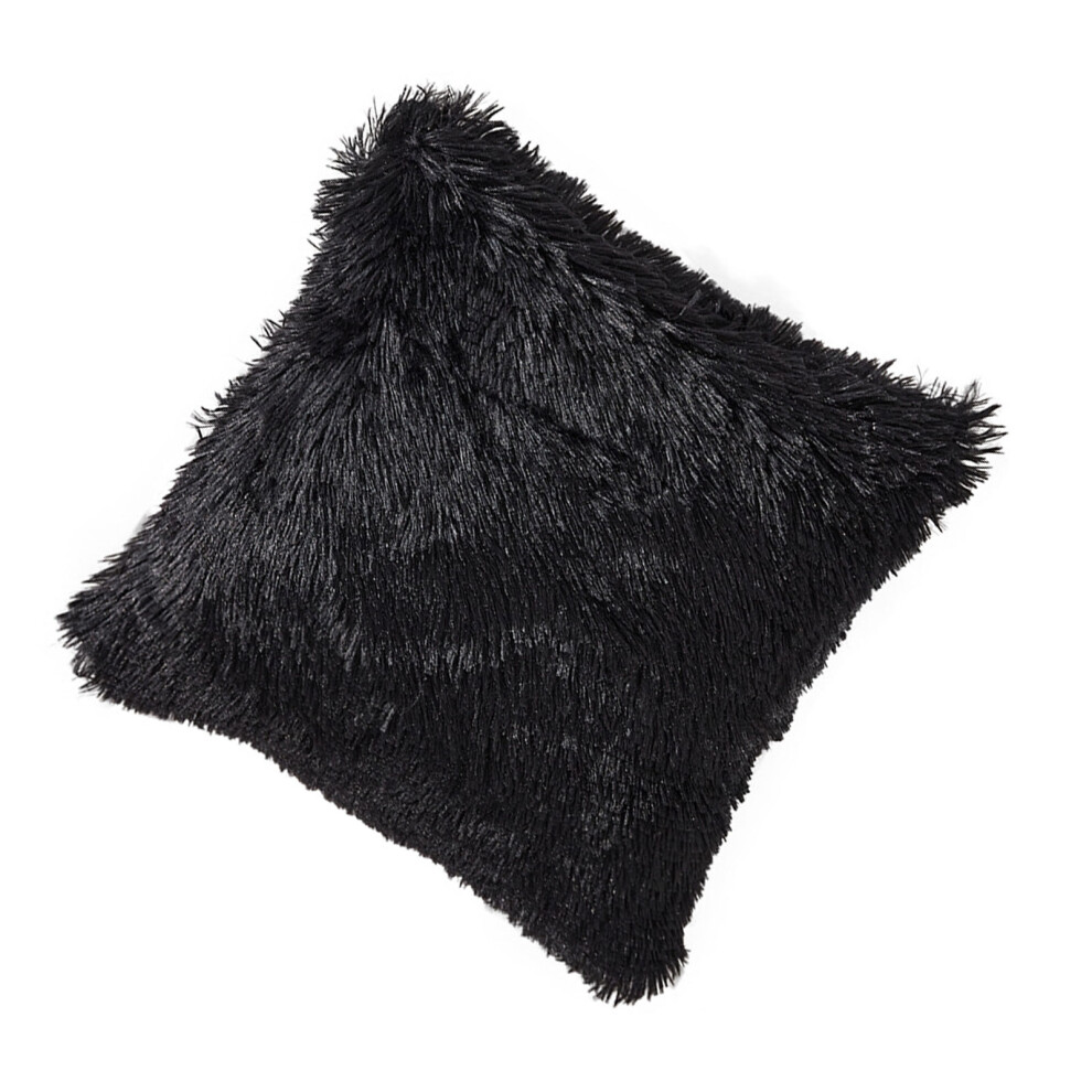 Plush Pillow Case Without Insert Breathable Cushion Cover-Black