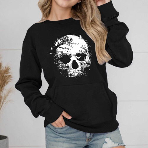 Κορίτσια casual oversized φούτερ με τσέπη και χαμηλωμένους ώμους 1