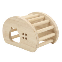 Distributeur de foin en bois naturel pour petits animaux, mangeoire Ă lapins Ă la forme attrayante et facile Ă grignoter, avec toit