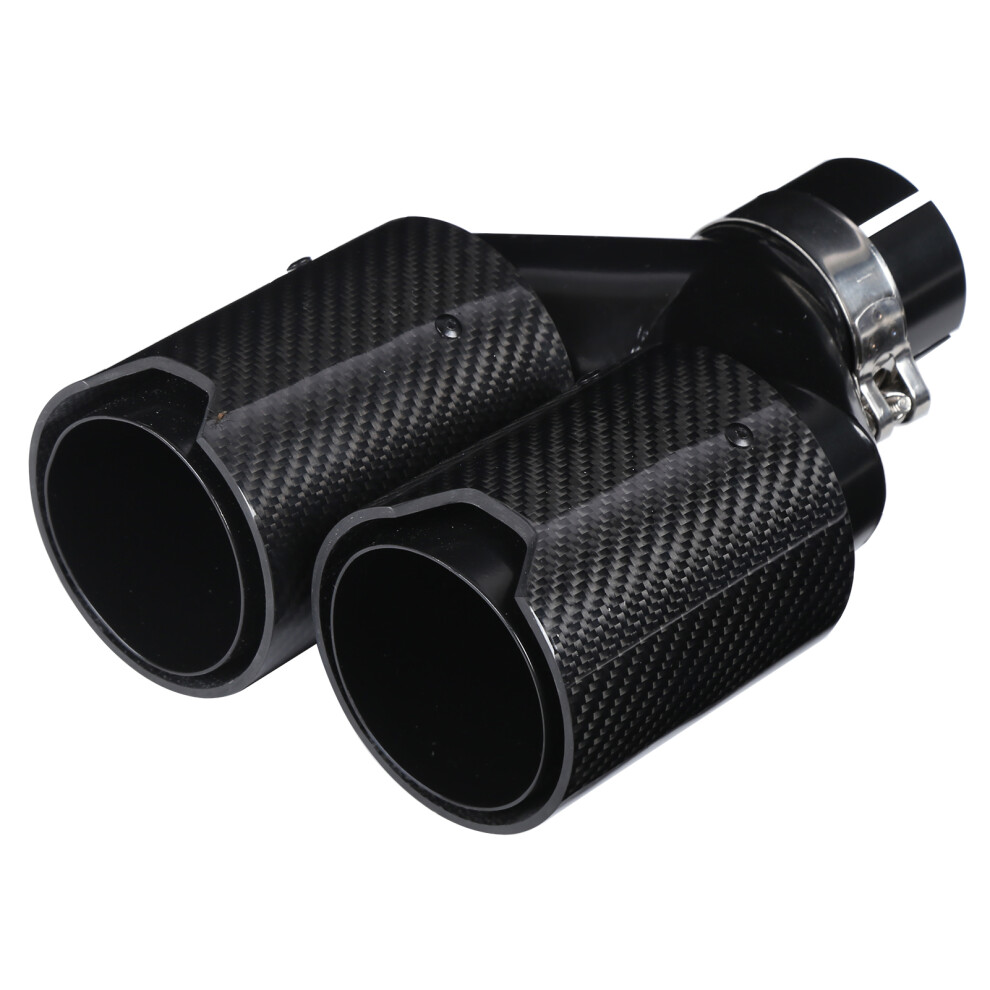 Stainless Steel Exhaust Tip With Carbon Fiber Dual Outlet High Temperature Resistance Corrosion Resistant Universal Fitment Upgrade Appearance 9049227945917