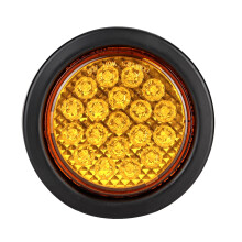Luz estroboscópica à prova d'água, 24 LEDs, lanterna traseira para reboque, formato redondo âmbar com bucha e plugue, em conformidade com DOT