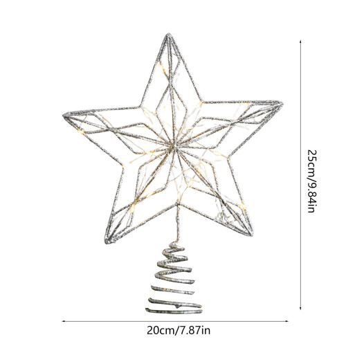 Harliver Silver Christmas Tree Topper Star with Warm White 1