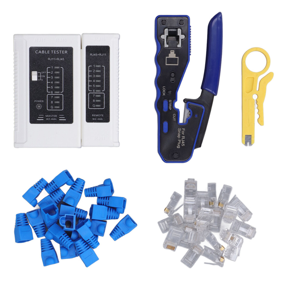 Rj45pass Through Crimp Tool Ethernet Crimper Kit With Network Cable Tester And Wire Stripper Crimping Solution For Telephone Speaker And Thermostat 9009879129448