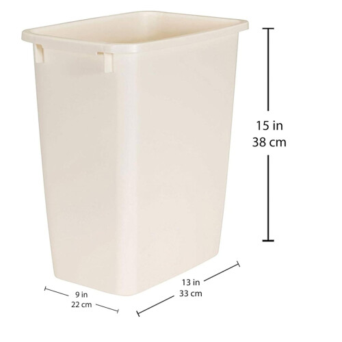 21 Quart Traditional Kitchen, Bathroom, and Office Rectangular Plastic Open Wastebasket Trash Can, Bisque (3 Pack) 2