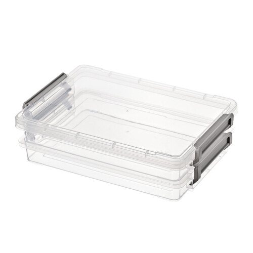 Plastic Storage Bins With Snap Tight Latches Portable Project Case Stackable Storage Containers Clear File Box For Organizing A4Paper Durable
