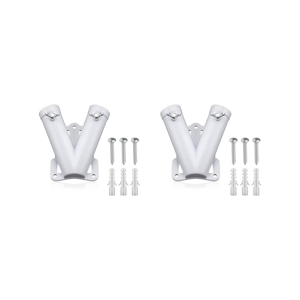 2X Double Flagpole Bracket Holder, V Shape Aluminum Alloy Flagpole Wall Mount Bracket Windproof Flag Bracket Mounting 6031744863549
