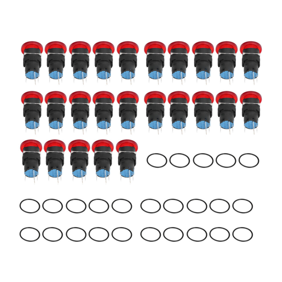 Low Contact Resistance Momentary Push Button Switch Round Button Switch3pins Panel Mounting Flame Retardant Shell Silver Contacts Easy Installation 9489952631530