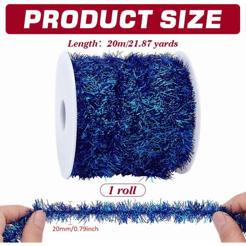 Blue Polyester Tinsel Garland 20m x 2cm 1