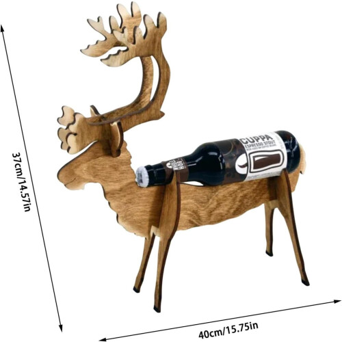Χριστουγεννιάτικη ξύλινη θήκη κρασιού με τάρανδο, βάση επίδειξης ραφιών κρασιού 2
