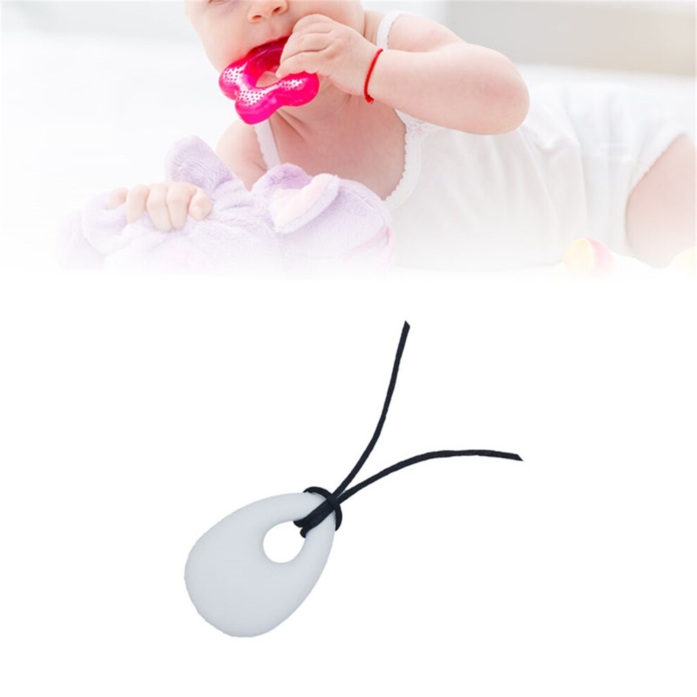 Silicone Teardrop Chew Necklace For Baby White