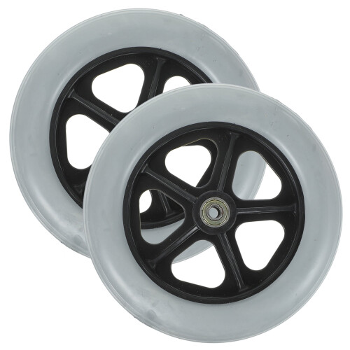 Stable Grey Rubber and Iron Wheelchair Front Wheels 2Pcs Easy Installation 2