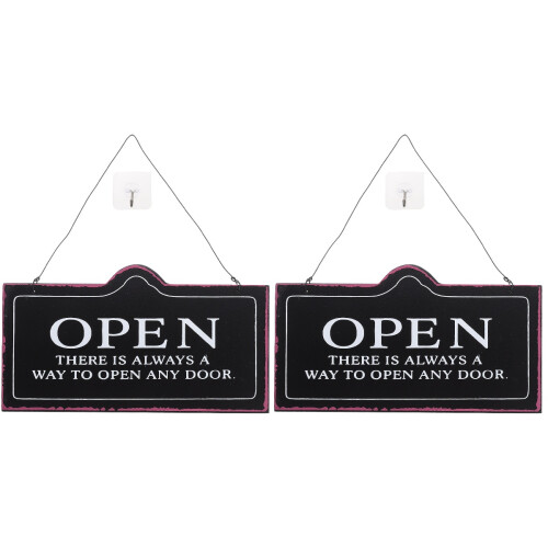 2Pièces Plaques Porte Noir Ouvert Fermé Décoratives Usage Commercial 1