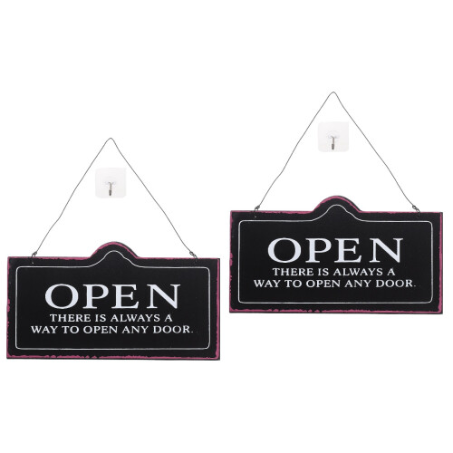 2Pièces Plaques Porte Noir Ouvert Fermé Décoratives Usage Commercial 2