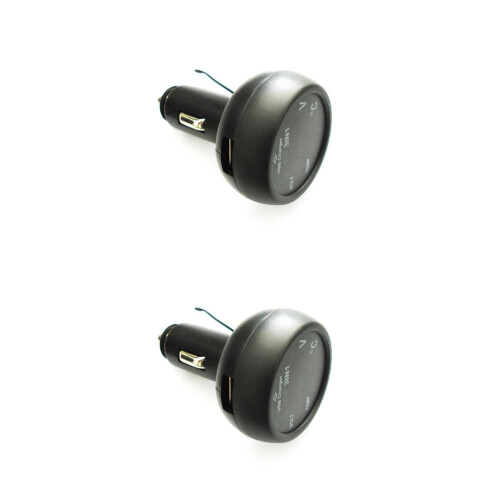 2Pièces Chargeur 12-24V Vert USB Voltmètre Avec Thermomètre 1