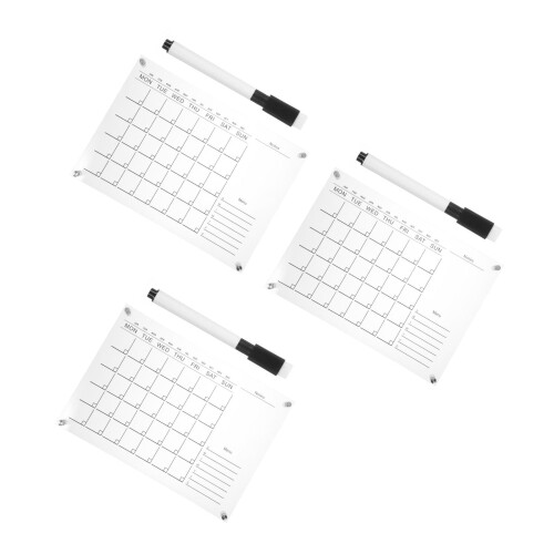 3Ensembles Tableau Effaçable Transparent Calendrier Mural 1