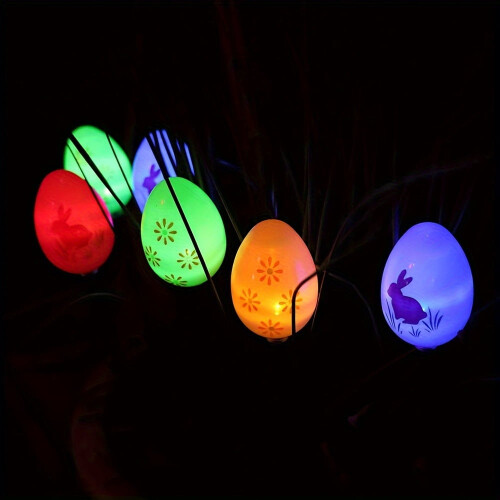 Pekkaxy Solar Easter Egg LED String Lights, Waterproof, 8 Modes, Bunny Garden Decor, Compatible with Outdoor Use 2