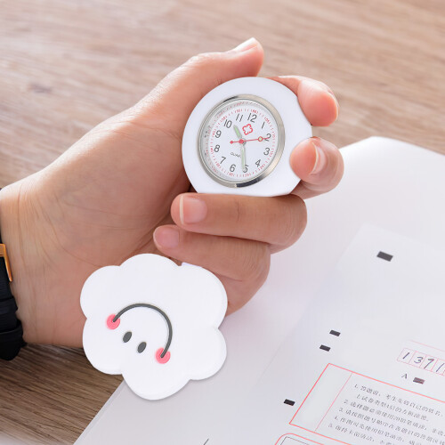 2Pcs Durable White Nurse Pocket Watch Retractable Silicone Clip on 2