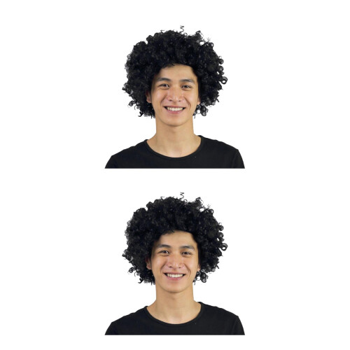 2Pièces Coiffures Perruques Noires Élastiques Pour Déguisement Enfant 1