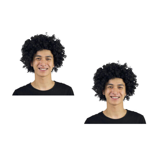 2Pièces Coiffures Perruques Noires Élastiques Pour Déguisement Enfant 2