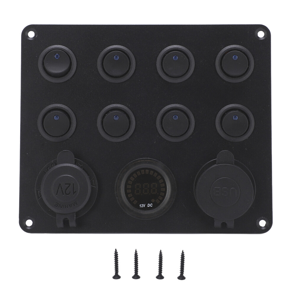 Led Illuminated Rocker Switch Panel Waterproof, 8Gang Marine Grade Switch Panel With Digital Voltmeter And Overload Protection For Cars Rvs Boats 9049227947195