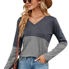 Langärmlige Tunika-Shirts für Damen, klassisch-süß bedruckte Tunika-Shirts mit Farbblock-Design und Bündchen am Saum, elegante und lässige