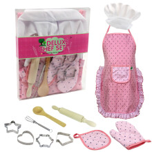 Creative Kids Dress Up Accessories Kids Cooking Baking Set Includes Chef Apron And Hat, Kids Chef Role Play Costume Set For Toddler Girls, Cooking