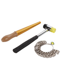 Kit de reparación de anillos, medidor de anillos de metal, herramientas para enrollar alambre, mazo de goma para joyería, medidor de anillos,
