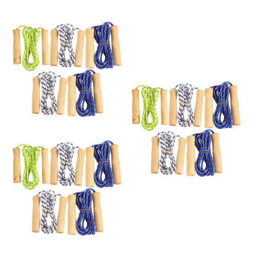 15Pcs Wooden Handle Skipping Rope Exercise Jump Rope Assorted Colors 2