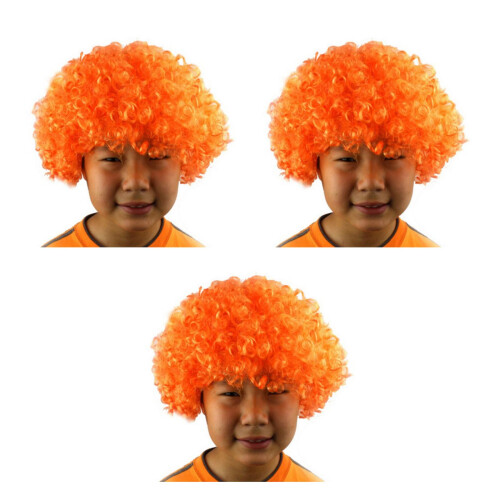 3Pièces Perruques Masquerade Orange Élastiques Pour Fête Carnaval 2