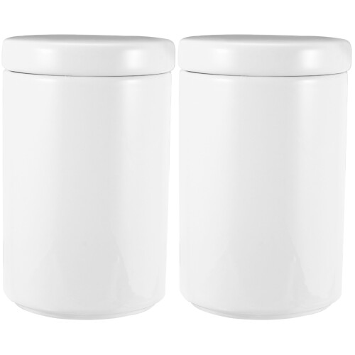 2Pcs Ceramic Food Storage Canisters White with Sealed Cover 2