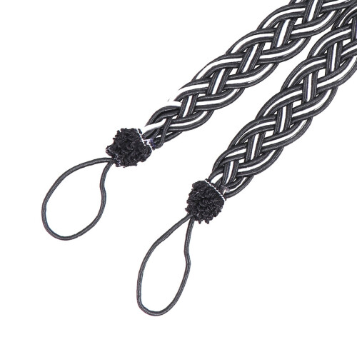 2Pcs Black Curtain Tiebacks Belt with Braided Polyester Rope for Elegant Drapery 2