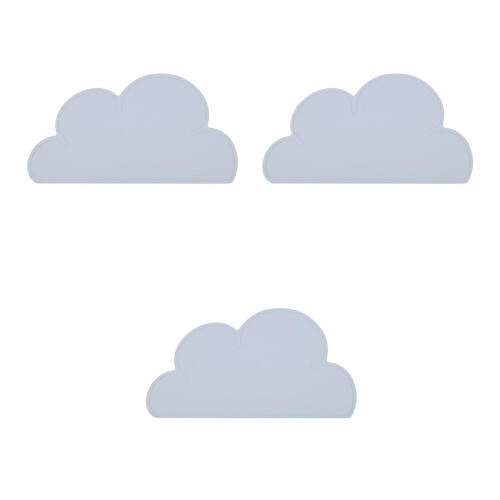 3Pcs Heat Resistant Grey Silicone Cloud Table Mats Kids Washable 2