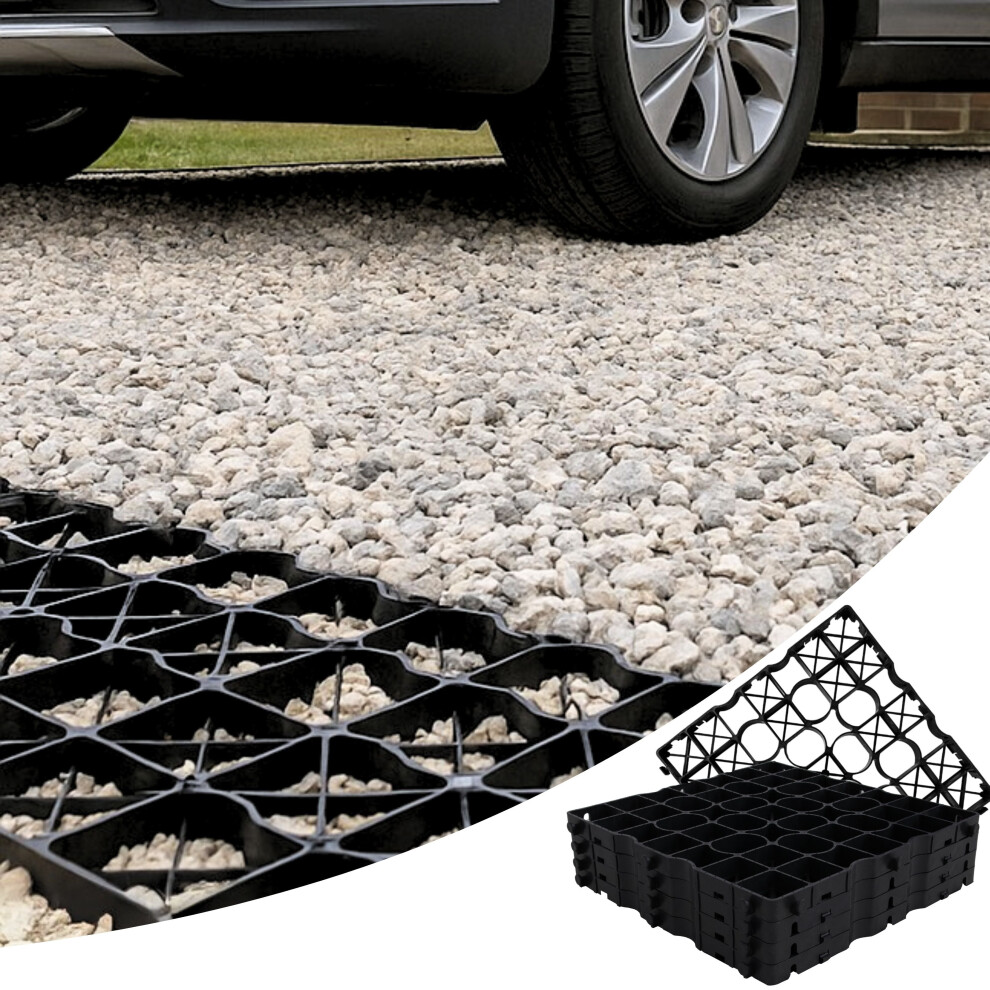 (16) Plastic Gravel Grid Set - Heavy Duty Low Profile Base - 3Cm H, 50X50cm For Shed, Driveway, Garden Or Greenhouse 5061064157098