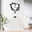 Acrylic Wall Clock with Arabic Numerals, Silent Movement, Heart Shape Decorative Black 7