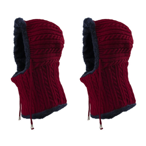 2Pièces Bonnet Écharpe Tricoté Unisexe Pour Hiver 2