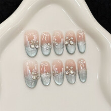 (XS) 10er Rosa Nagelset mit Blauem Katzenauge