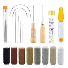 Smooth And Round Stitching Sewing Awl Leather Drillable Wooden Handle Punch Hole Gadget Tool Sharp Needle For Shoe Repair Scribing Workpiece Marking