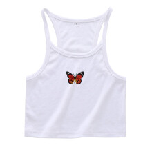 Søde og moderigtige lette ærmeløse t-shirts med guldsmede- og sommerfugleprint til fest og hverdag.