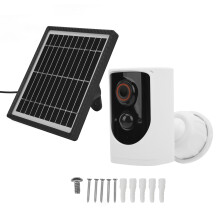 WiFi Battery Surveillance System Kit With Solar Panels, 1080P Outdoor Wireless Security Cameras IP65Waterproof Color Night Vision PIR Motion