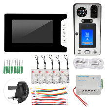 Dobbeltvejs intercom 7 tommer LCD-skærm håndfri funktion video dørklokke intercom system med IR nattesyn kamera kablet video dørtelefonsystem til