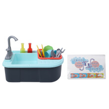 Juego de fregadero de cocina de juguete con agua corriente, juego de simulación con accesorios que cambian de color y grifo funcional para el