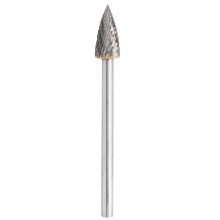 Fresa rotativa de carboneto de tungstênio para retificação de precisão, ferramenta multifuncional de corte duplo em formato de chama com longa