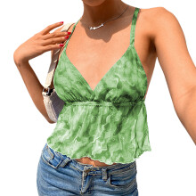 Barr Cami le Strapaí Spaigití Lása, Muineál V Domhain, Barr Crom Gan Droim, Strapaí Inchoigeartaithe, Barr Camisole Sexy, Muineál Halter,
