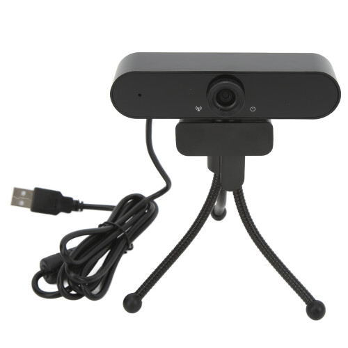 Webcam Full HD com dois microfones estéreo e controle automático de exposição, design universal com clipe para laptops e desktops, compatível