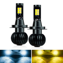 Kørelys LED-tågepære H1CSP Tofarvet kilde Plug and Play CANBUS-klar Superklar 3D SMD-emitter Maksimal lysstyrke Aluminium
