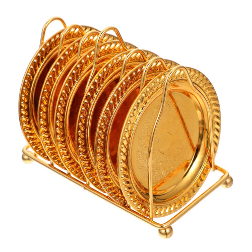 4Sets Gouden Creatieve Snackplateaus Met Opslagrek 1